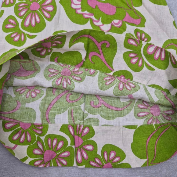100% Linen Boden Womens 2 Floral Shift Dress Green Pink 70's Mini Sleeves Small - Picture 7 of 10